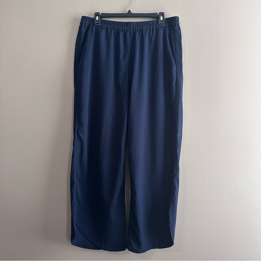 Marine Layer Re-Spun Navy Blue Allison Wide Leg Cropped Pants Womens Large